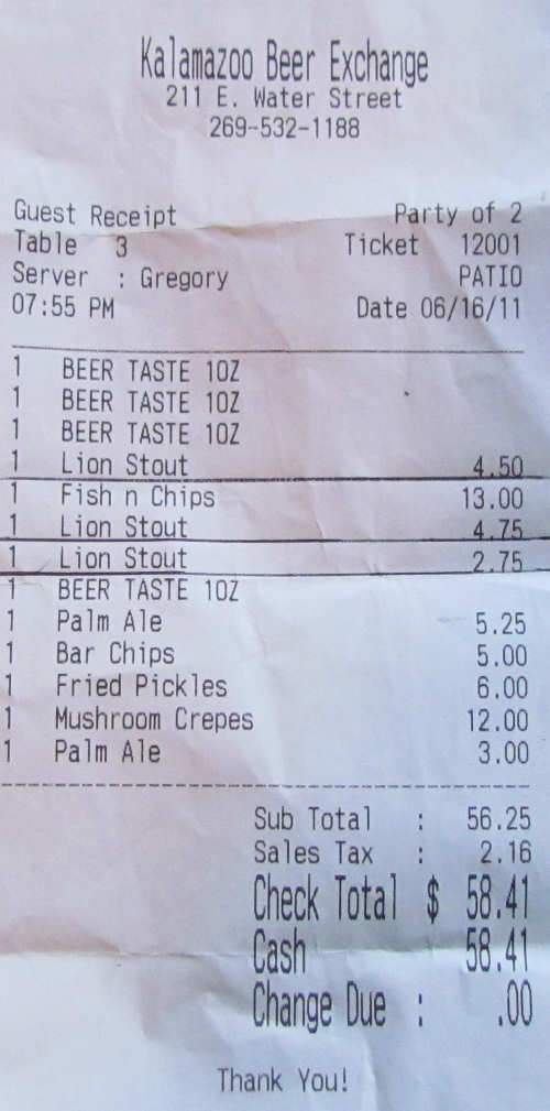 Beer Receipt