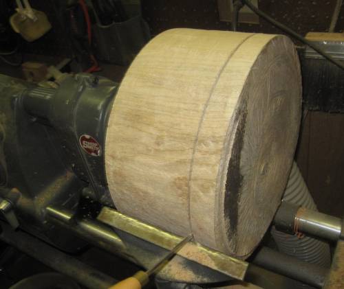 Trimming the bowl blank down