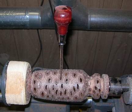 Turning a banksia Pod Vase 16